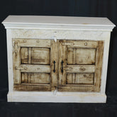 Antique Old Carved Door Sideboard White Brown